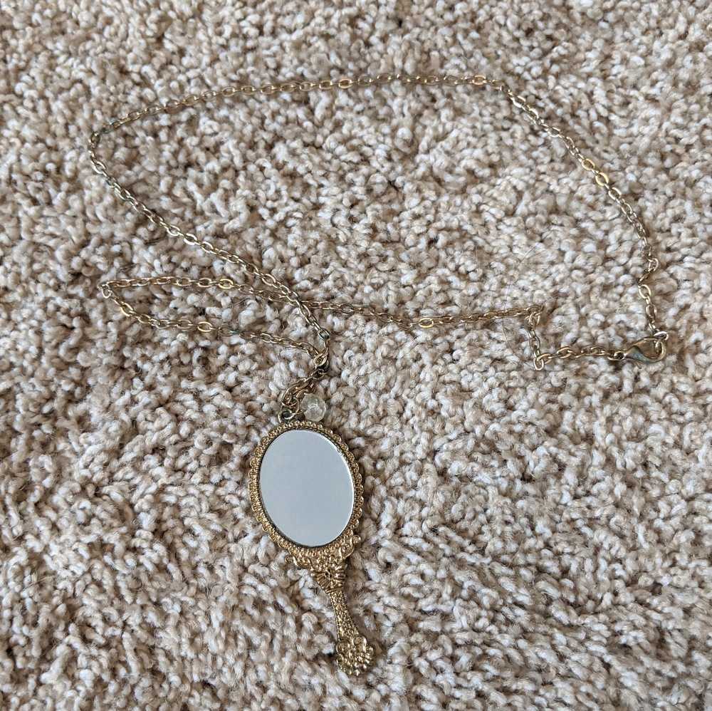 Long Gold Mirror Necklace